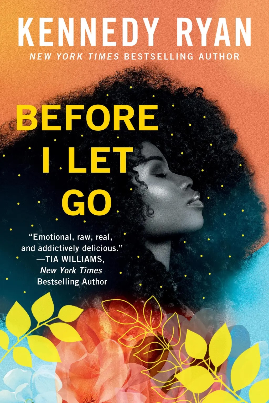 Book cover for Before I Let Go by Kennedy Ryan showing two hands gently touching on a soft pastel background. Title Before I Let Go and author Kennedy Ryan appear in elegant script. The design feels warm and emotional, evoking themes of love and connection. The book is displayed in a modern, well-lit setting.